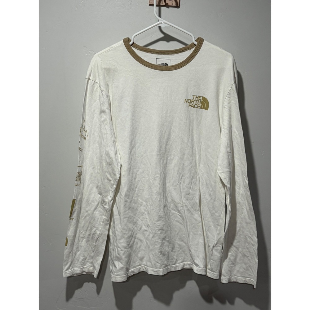 The North Face Mens Sleeve Graphic Ringer Long Sleeve T-Shirt Size L White